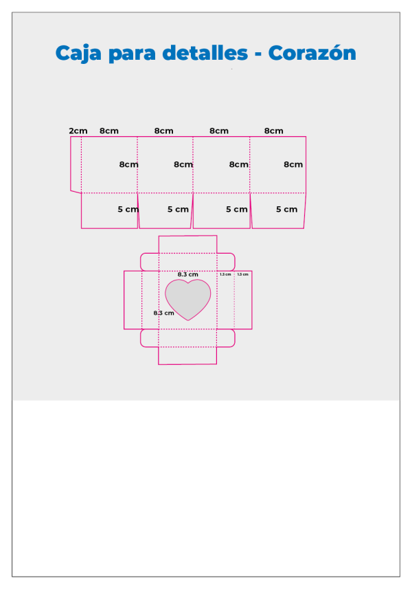 Plantilla Gratis - Caja almohada Corazón 2
